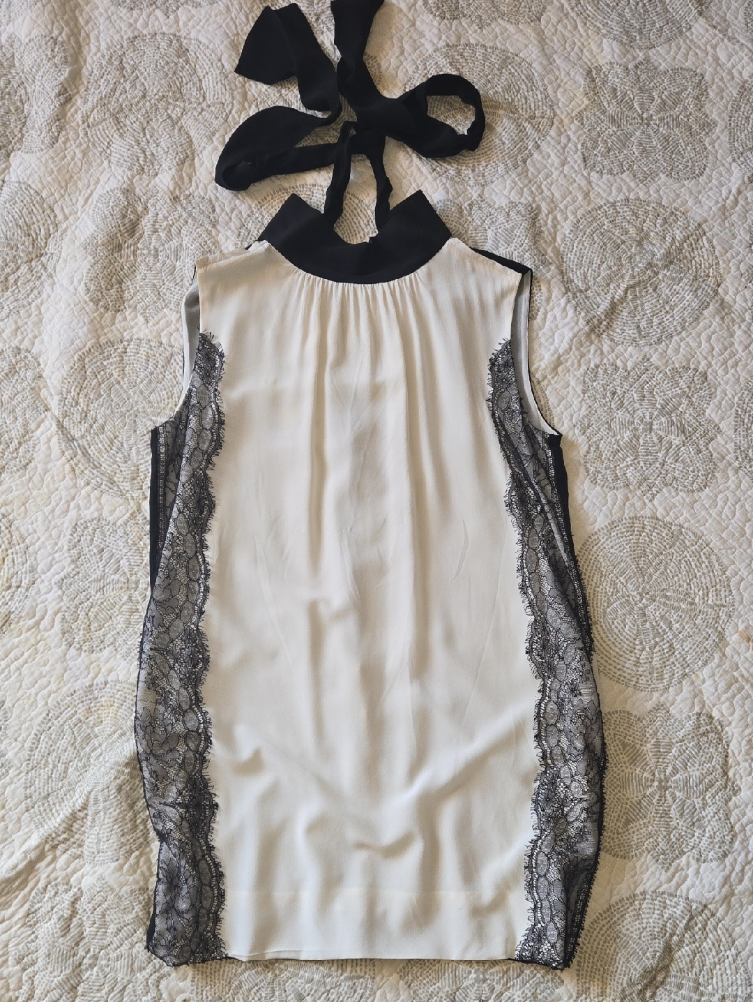 Dolce & Gabbana White Dress With Black Lace Trim